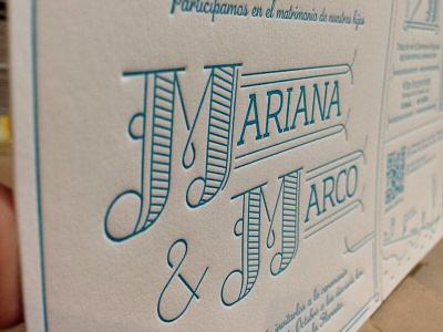 Mariana & Marco lettering letterpress print type wedding