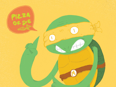 Pizza or die character design illustration michaelangelo tmnt