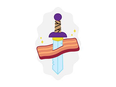 the bacon warriors bacon badge icon illustration sword