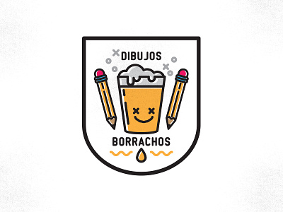 Dibujos Borrachos badge beer icon illustration logo pencil