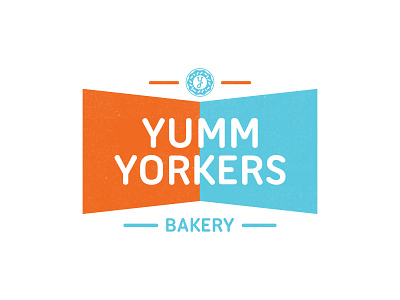 Yumm Yorkers bakery. bakery blue logo red vintage