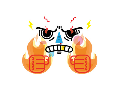 Angry men. angry fire fist illustration vector