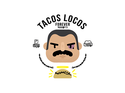 Tacos locos forever. cholo icon illustration mexico pastor tacos