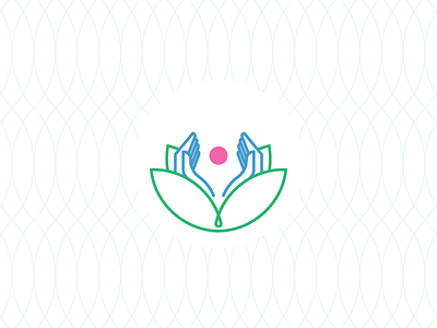 Reiki hands icon logo plant