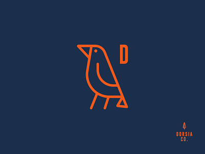 Dorsia bird. bird climbing cloth branding. icon logo
