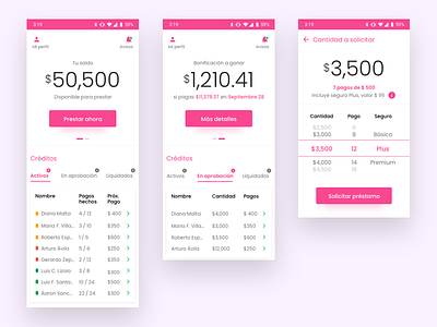 Presta & Gana android app loan money app ui deisgn