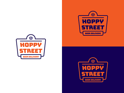 Hoppy Street 2 beer blue branding icon icon artwork illustrator logo orange sign street sign