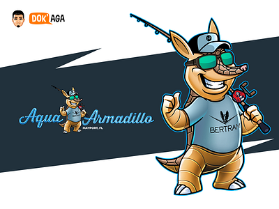 Aqua Armadillo approachable character cute design friendly happy illustration logo mascot
