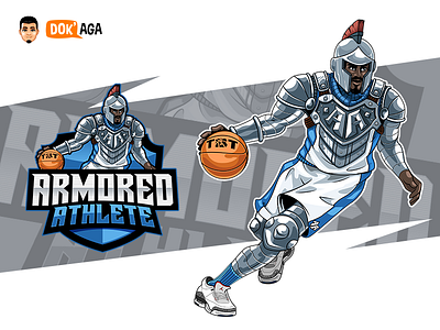 Armored Athelete basketball character design illustration logo mascot player