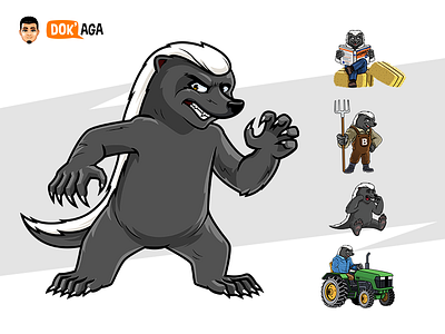 Honey Badger Mascot Character angry character crying design farmer fierce illustration logo mascot tractor