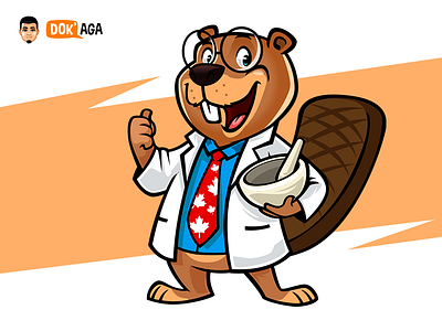 Beaver in Lab Coat adorable approachable branding canada tie character cute design friendly graphic design happy illustration lab coat logo mascot medicine vector