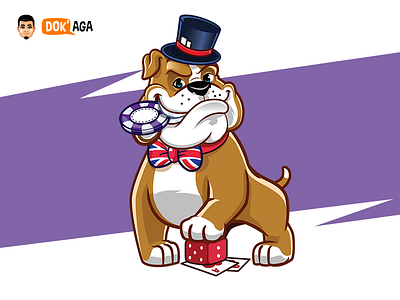 Bulldog casino gambler approachable branding bulldog cards casino character chip design dice friendly gambler happy illustration logo mascot