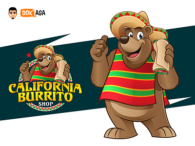 California Burrito Mexican Bear approachable bear character design friendly happy illustration logo mascot mexico