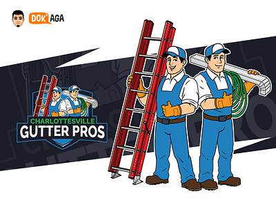 Charlotte Gutter Pros approachable branding character design friendly gutter happy illustration logo mascot professional