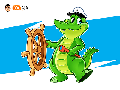 Alligator Captain approachable branding captain character crocodile design friendly happy illustration logo mascot navy ship