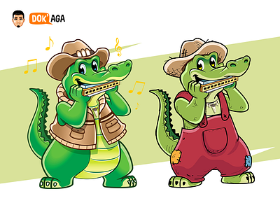 Harmonica Alligator / Crocodile alligator approachable branding character crocodile design friendly happy harmonica illustration logo mascot