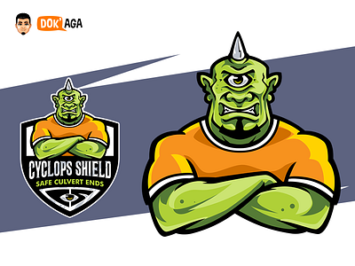 Cyclops Shield angry approachable branding character design friendly happy illustration logo mad mascot one eye