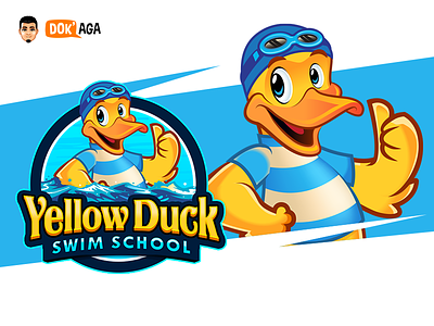 Swimmer Duck approachable branding character design duck friendly happy illustration logo mascot pool yellow