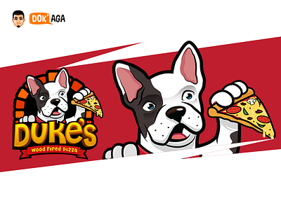 Duke French Bulldog approachable branding bulldog character design fire french friendly happy illustration logo mascot oven pizza wood