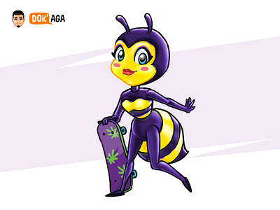 Skater Bee approachable bee branding character design friendly happy illustration logo mascot queen skater