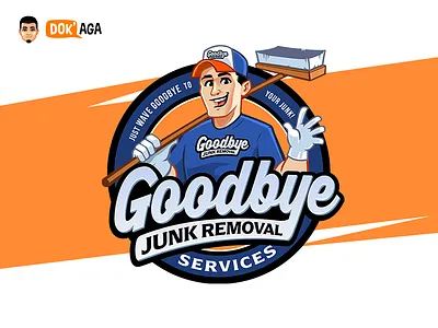 Goodbye Junk Removal Services approachable branding character design friendly guy happy illustration junk logo mascot removal