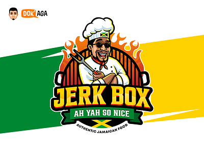 Jerk Box Authentic Jamiacan Food approachable authentic branding character chef design friendly good happy illustration jamaican logo mascot