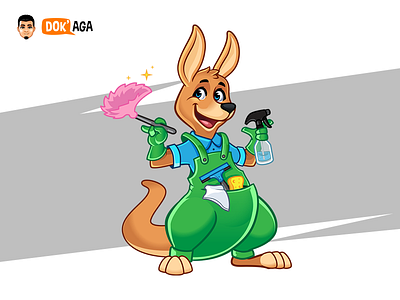 Friendly Kangaroo Cleaner Mascot