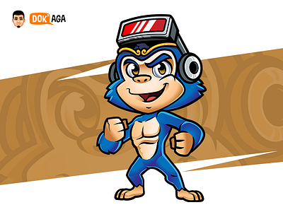 VR Chimp Character/Mascot approachable blue branding character chimp design friendly graphic design happy illustration logo mascot monkey vector virtualreality vr
