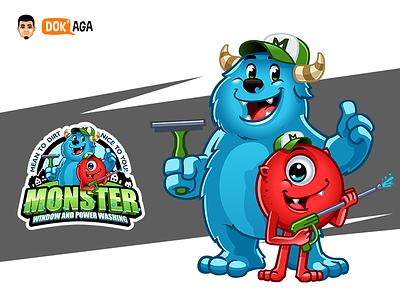 Monster Window and Power Washing Logo and Mascots
