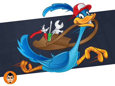 Roadrunner Mascot for HVAC aircon heating hvac roadrunner