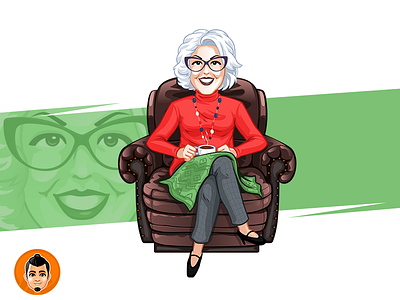 Cozy Grandma Character couch cozy friendly grandma happy