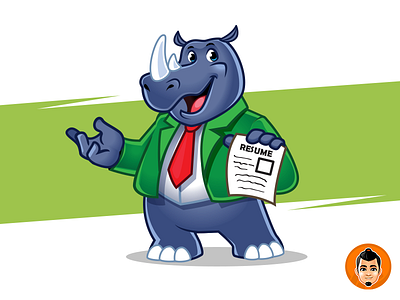 Rhino Character business character friendly mascot resume rhino