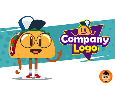 Nerd Taco mascot and logo for sale adorable approachable branding character cute design flat for sale friendly happy illustration logo mascot vector