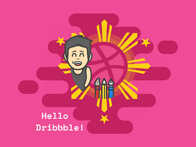 Hello Dribbble! dribbble icons philippines pink vector