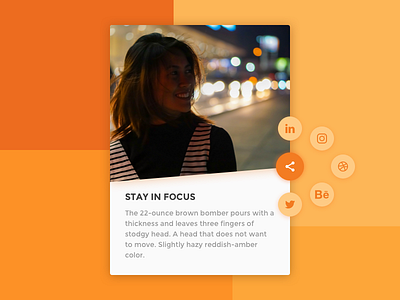 Daily UI Challenge #010 - Social Share buttons card challenge dailyui icons material orange photography share social social share