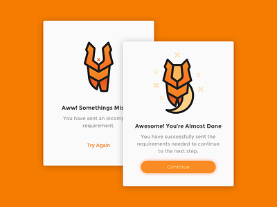 Daily UI Challenge #011 - Flash Message button card cat error flash glow illustration message orange success