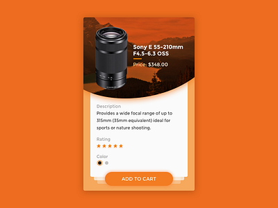 Daily UI Challenge #012 - Single Product button camera card cart e commerce orange price products shopping view