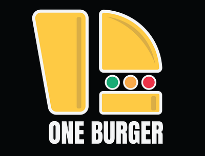 ONE BURGER - Burger Joint Logo Prompt badge branding clean dailylogochallenge design graphic design icon illustration illustrator logo vector