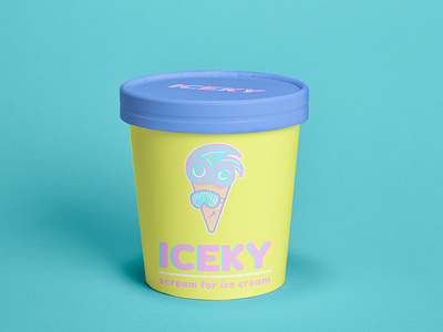 ICEKY Ice Cream Brand Logo Prompt badge branding clean dailychallenge design ice cream icon illustration illustrator logo mockup ui vector