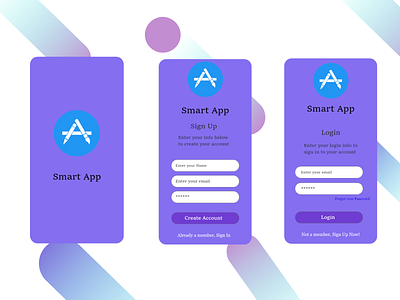 Simple Smart App Login and Sign Up Screen