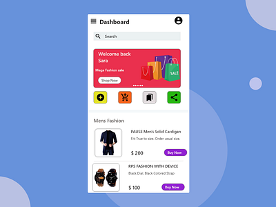 Shopping Dashboard Design