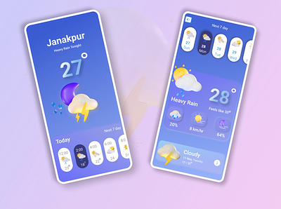 Weather App Design branding design dk weather 3d weather app weather forecast weather widget