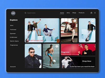CR7 Brand UI Design brand branding cr7 shop trends uiux webdesign