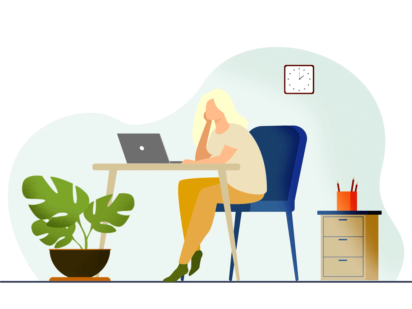 Waiting for the render ending after effects animation app branding clean css design girl illustration lottie motion graphics motion illustration ui vector work