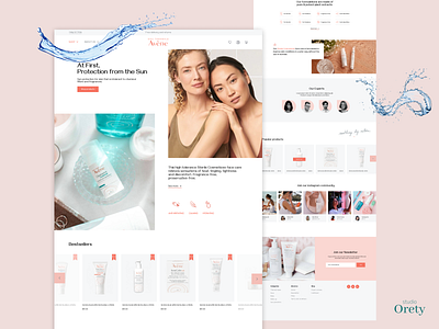 Avene cosmetics desktop concept avene beauiful beauty brand concept cosmetic cosmetics dailyui desktop minimal minimalism model photos pink redesign ui design water web