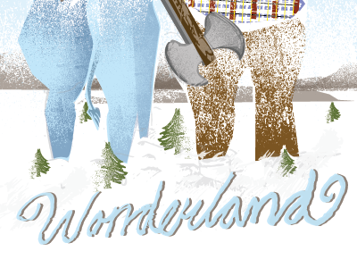 Walking in a Winter Wonderland bunyan babe illustration winter wonderland