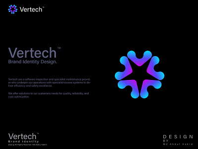 Tech Logo, Vertech Logo Brand Identity Design