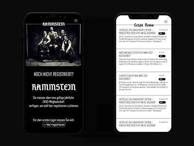 Rammstein App UI Design app branding design graphic design mobil rammstein ui