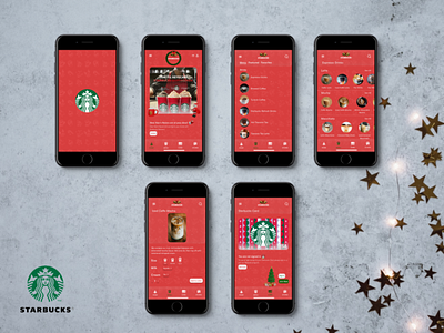 Starbucks App Redesign - Christmas Edition app appdesign brand branding christmas design figma graphic design marketing noel redesign starbucks ui ux xmas