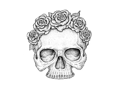 Skull Drawing with Ink Liners art bone design drawing gothic illustration ink learn liner roses skull tutorial